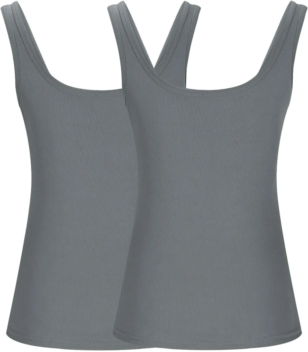 2 Pack Plus Size Ribbed Tank Tops for Women, U Scoop Neck Workout Basic Sleeveless T-Shirt Summer Casual Sexy Tanks