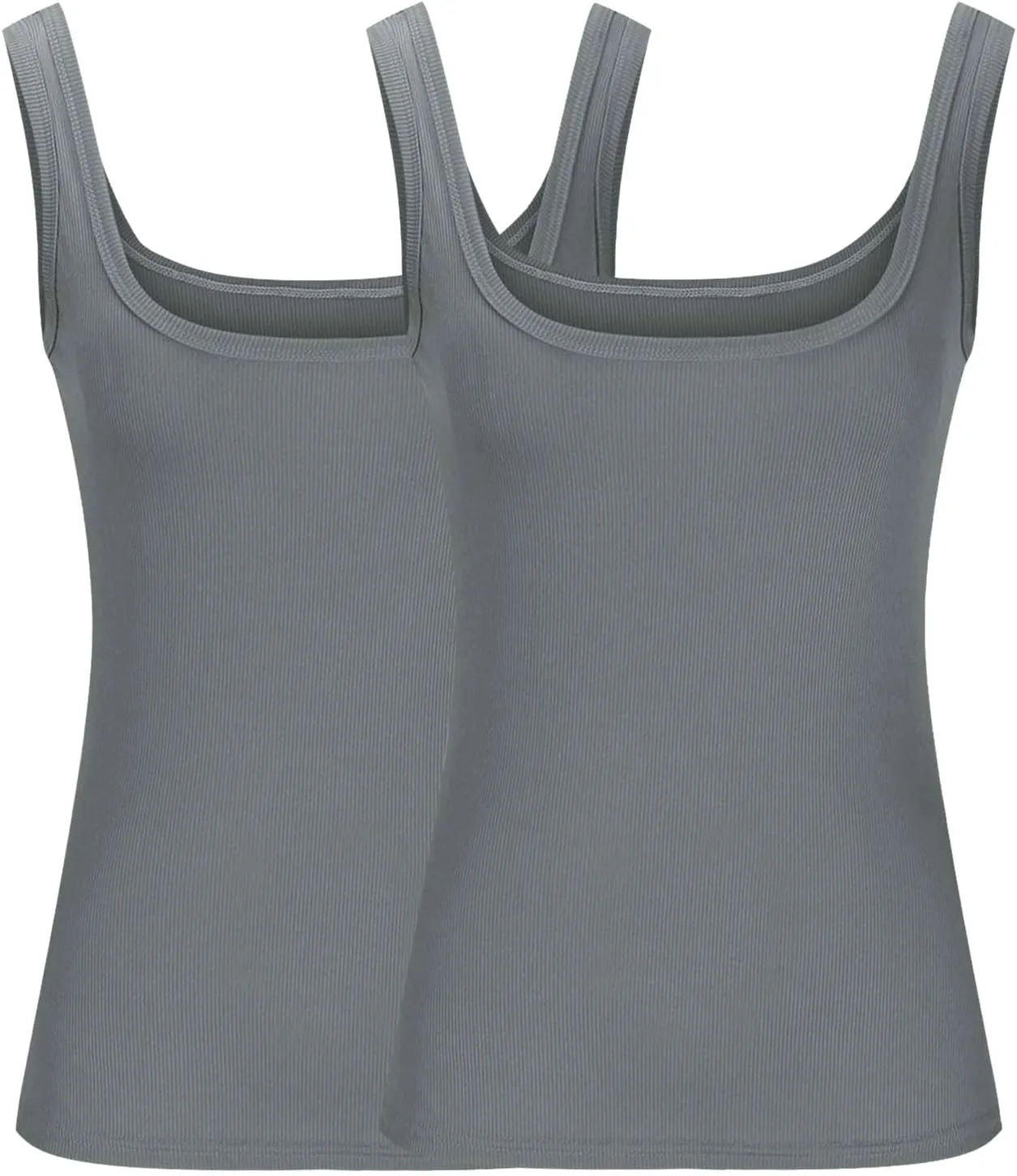 2 Pack Plus Size Ribbed Tank Tops for Women, U Scoop Neck Workout Basic Sleeveless T-Shirt Summer Casual Sexy Tanks