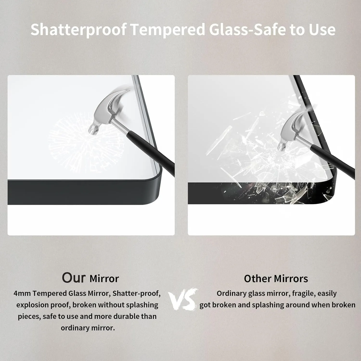 20" L x 28" W Black Metal Framed Bathroom Mirror for Wall Rounded Rectangle Mirror Anti-Rust, Tempered Glass, Hangs Horizontally or Vertically