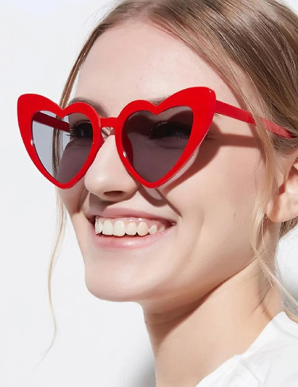 4 Pack Valentines Heart Shaped Sunglasses - Trendy Cat Eye Love Glasses, Vintage Retro Sunglasses for Women