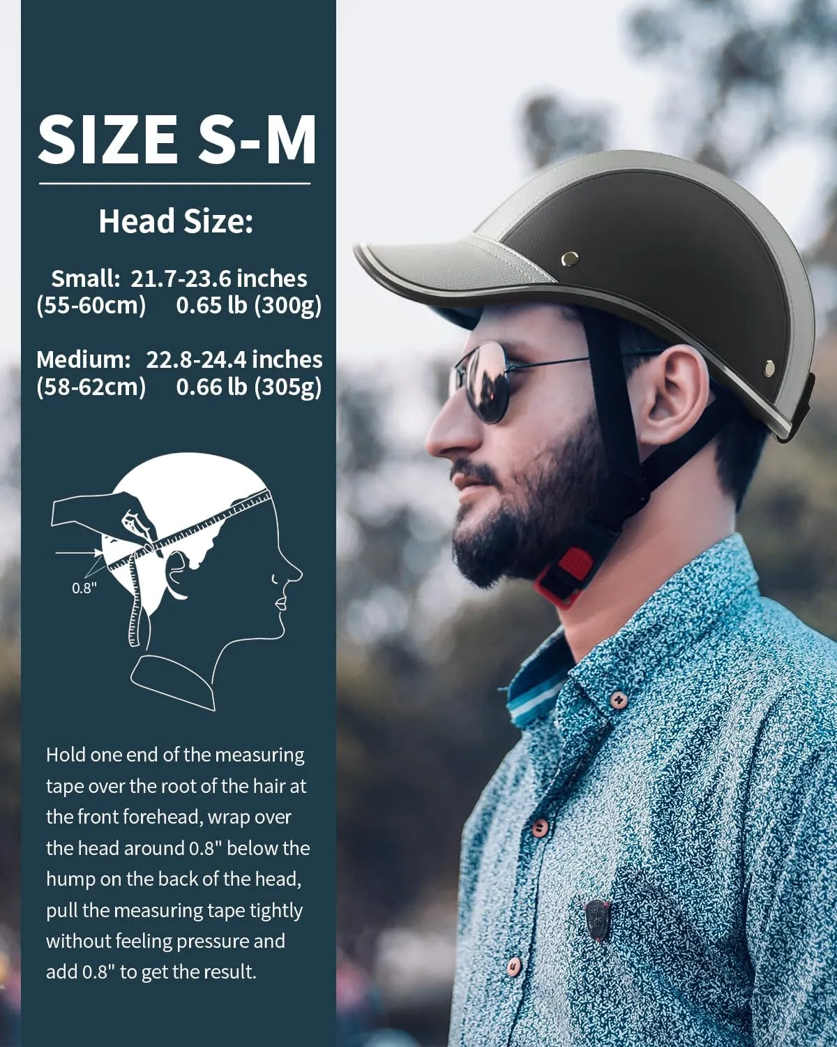 Adult Baseball Cap Helmet - Urban Style PU Retro Leather Hat for Golf, Low Profile Urban Commute Helmet for Men & Women