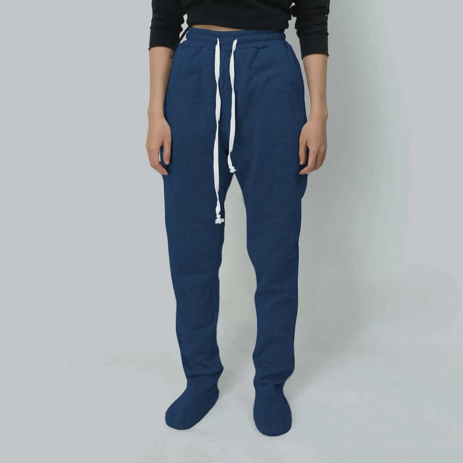 Adult Footed Sweatpants with Sherpa Fleece Lined Feet Soft and Warm Footing S-XXL