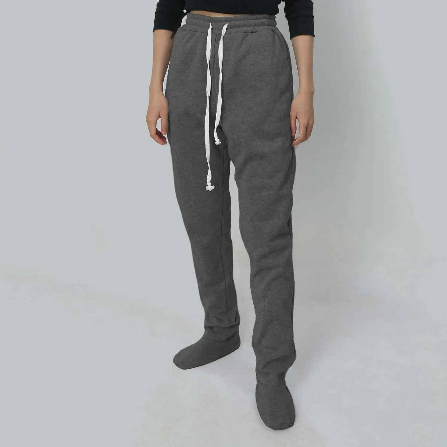 Adult Footed Sweatpants with Sherpa Fleece Lined Feet Soft and Warm Footing S-XXL