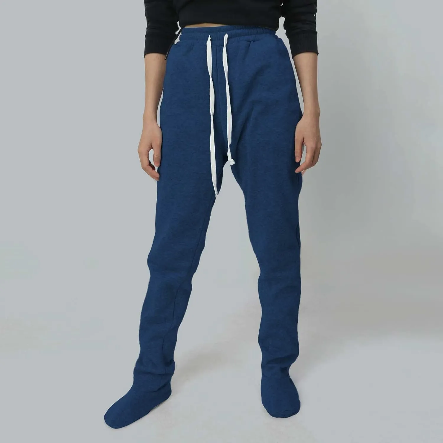 Adult Footed Sweatpants with Sherpa Fleece Lined Feet Soft and Warm Footing S-XXL