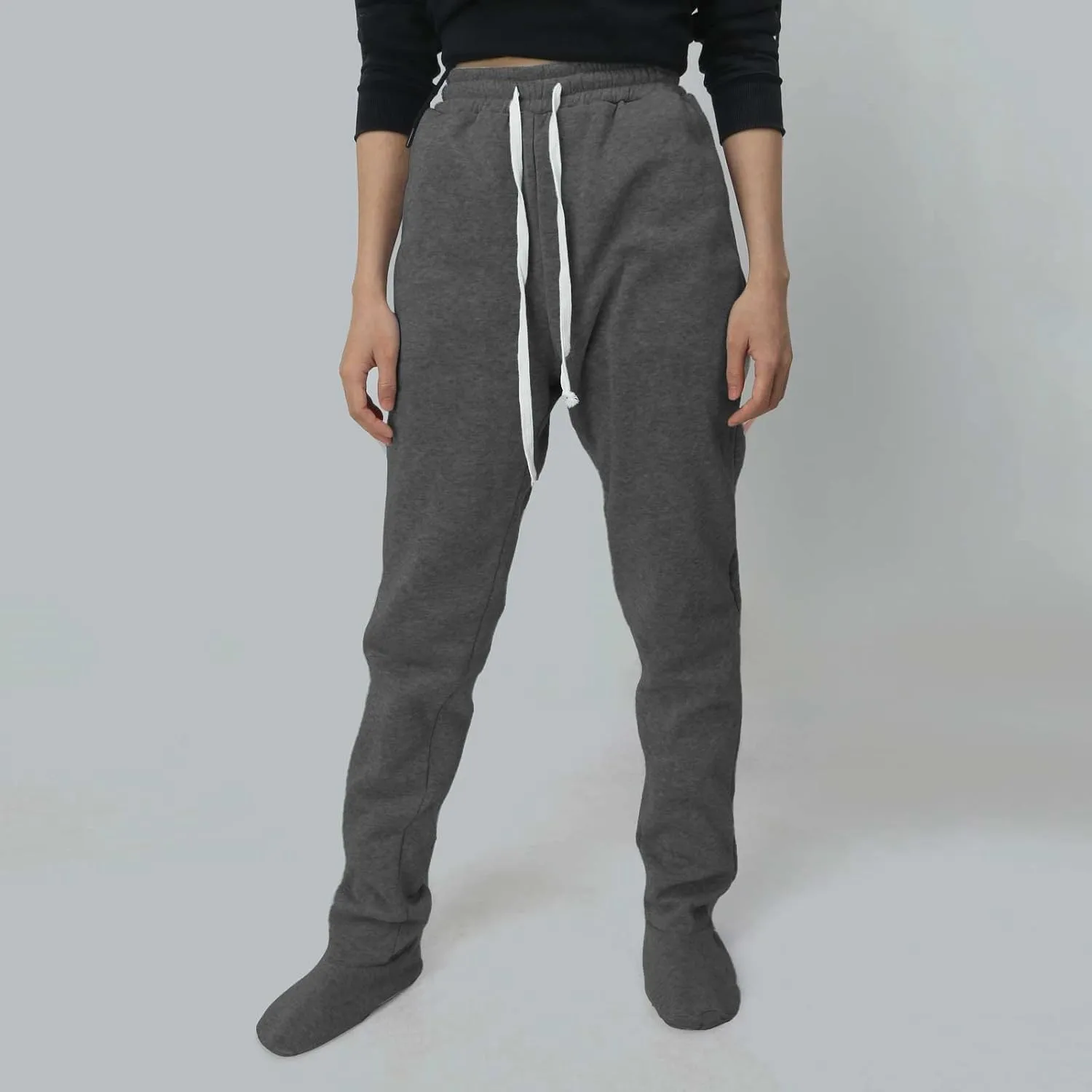 Adult Footed Sweatpants with Sherpa Fleece Lined Feet Soft and Warm Footing S-XXL