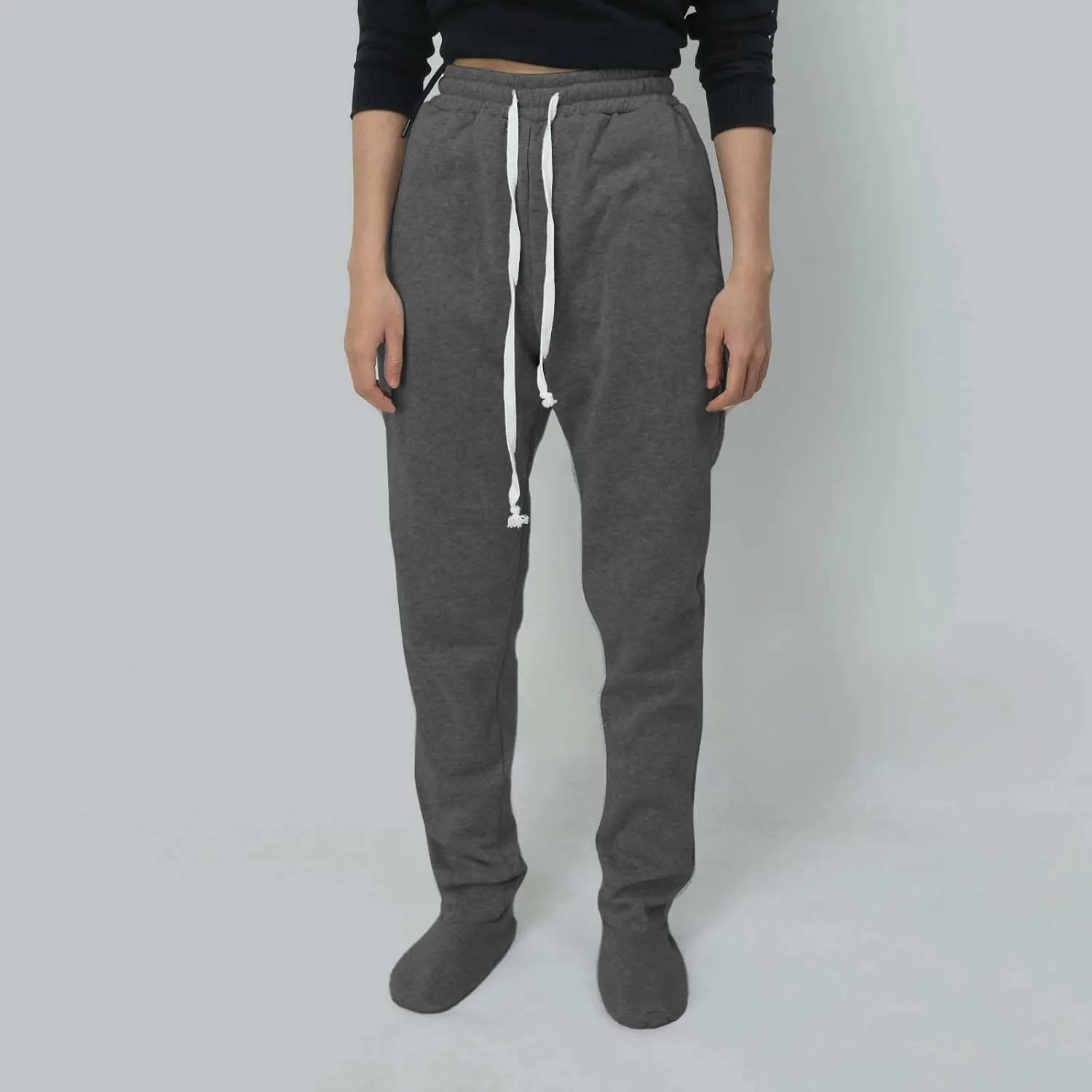 Adult Footed Sweatpants with Sherpa Fleece Lined Feet Soft and Warm Footing S-XXL