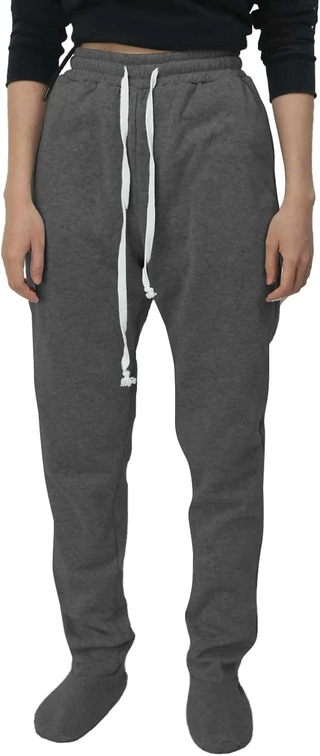 Adult Footed Sweatpants with Sherpa Fleece Lined Feet Soft and Warm Footing S-XXL