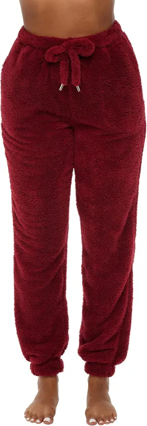 Alexander Del Rossa Women's Sherpa Fleece Joggers Sweatpants with Drawstring, Sleep Pants with Pockets