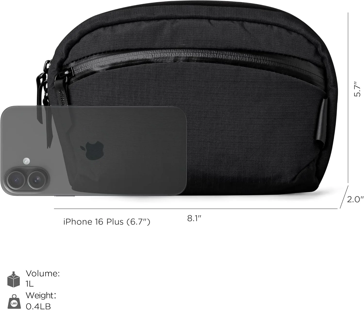 ALPAKA Flight Sling bag 1L - Men's Crossbody Bag with Adjustable & Detachable Shoulder Strap - Tech Organizer Travel case