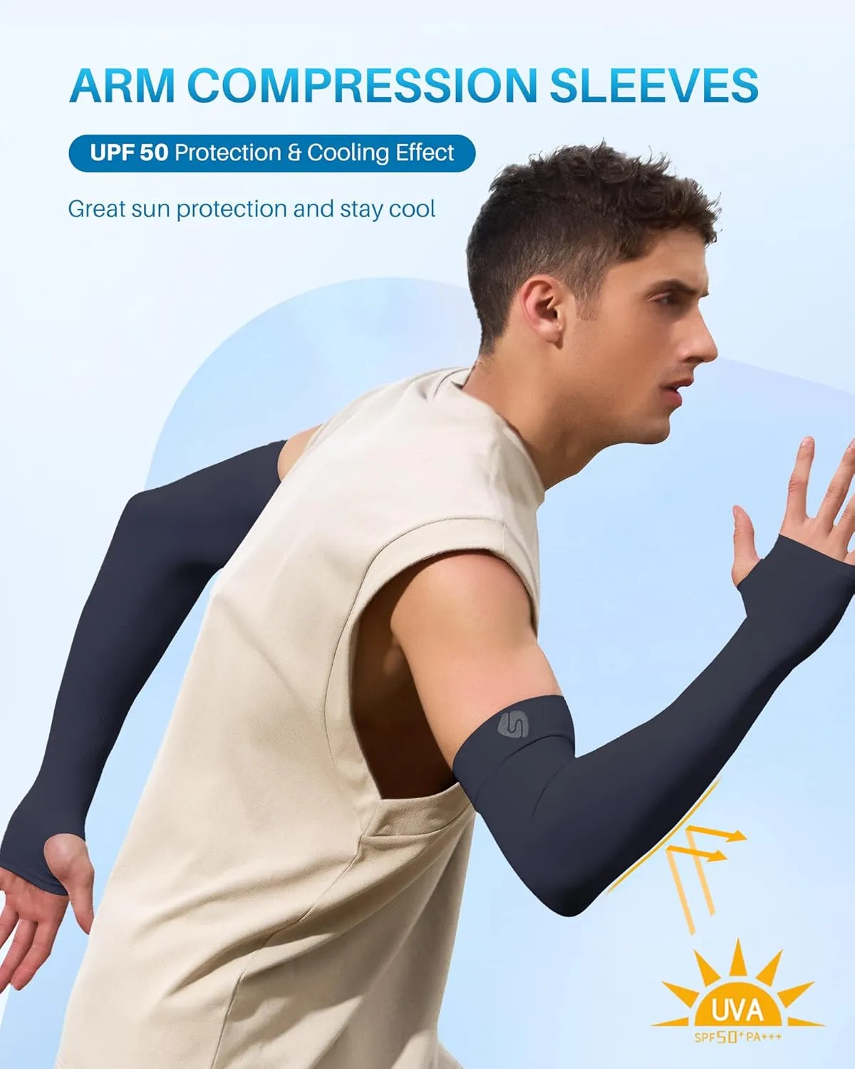 Arm Sleeves for Men Women UV Sun Protection Compression Arm Warmer Tattoo Cover Up, Sports Golf Cooling Sleeves