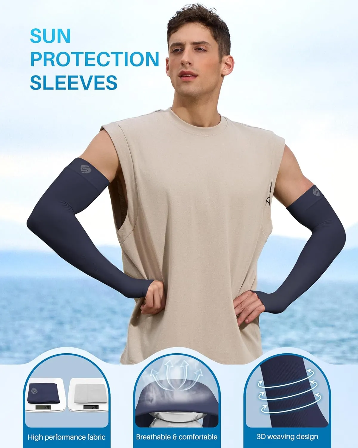 Arm Sleeves for Men Women UV Sun Protection Compression Arm Warmer Tattoo Cover Up, Sports Golf Cooling Sleeves