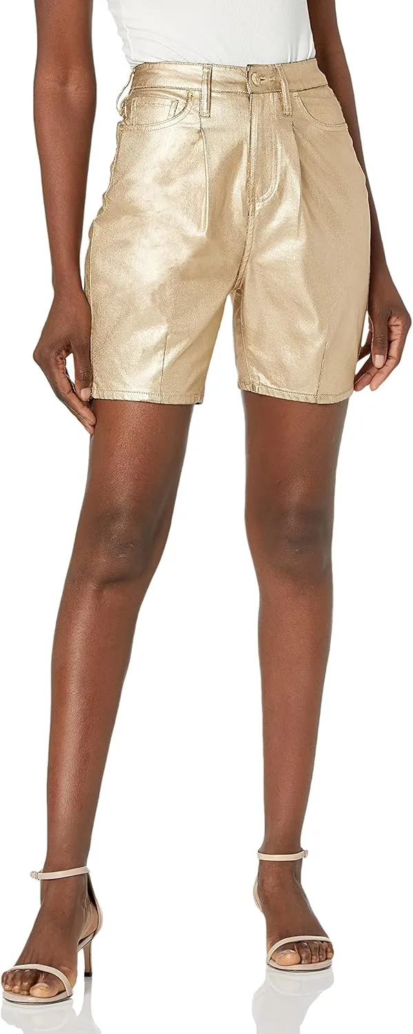 Armani Exchange Women's High Waisted Gold Mom Fit Denim Shorts