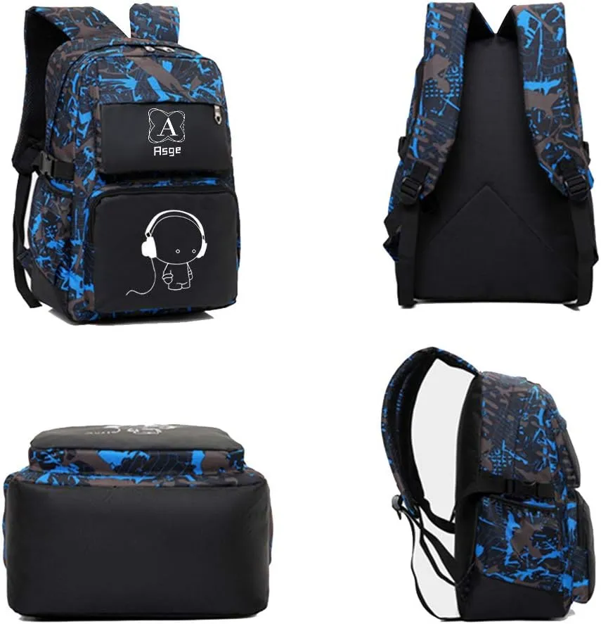 Asge Backpack for School Boys Backpacks for Kids Camo Bookbag for Middle School Bags Waterproof Travel Back Pack (Blue)