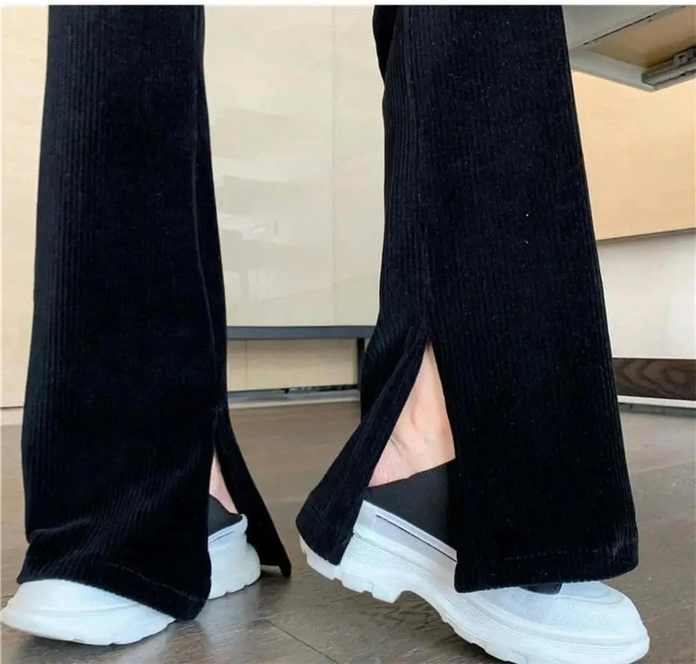 Autumn and Winter Women's high Waist Button Solid Solid Color Casual Straight Pants Breathable Casual