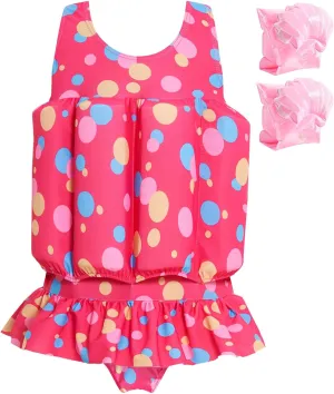 Baby Girls Swimsuit with Floatation Toddler One Piece Swimsuits Kids Swim Vest Swimwear Float Suit