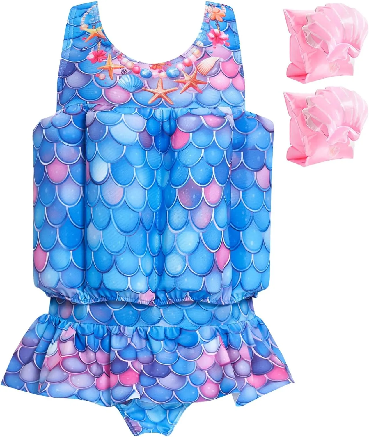 Baby Girls Swimsuit with Floatation Toddler One Piece Swimsuits Kids Swim Vest Swimwear Float Suit