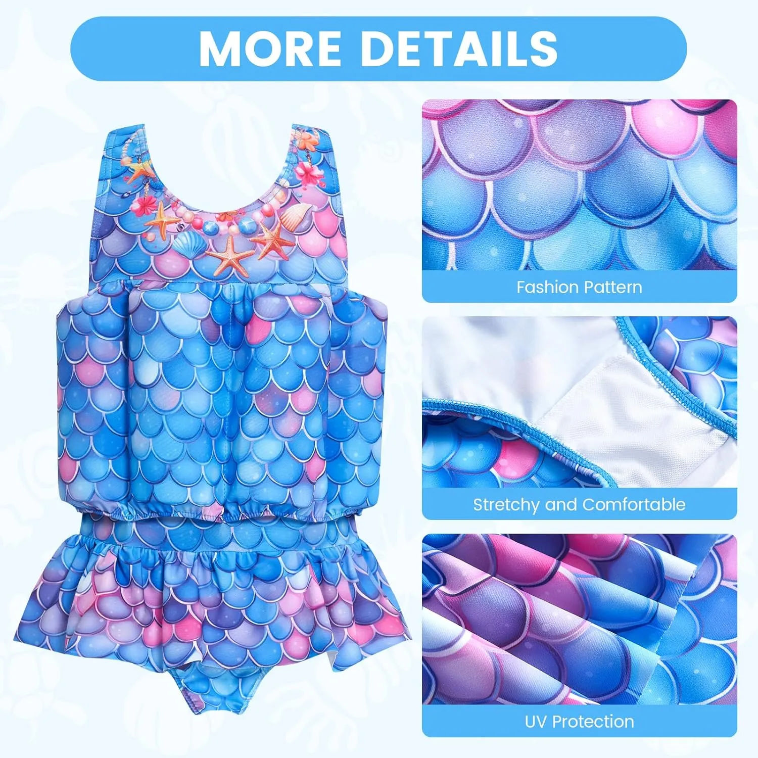 Baby Girls Swimsuit with Floatation Toddler One Piece Swimsuits Kids Swim Vest Swimwear Float Suit