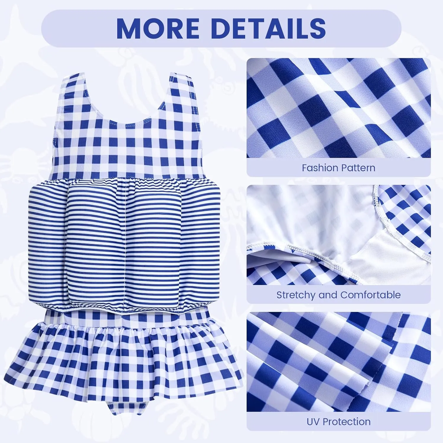 Baby Girls Swimsuit with Floatation Toddler One Piece Swimsuits Kids Swim Vest Swimwear Float Suit