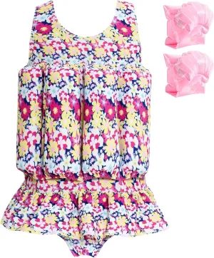 Baby Girls Swimsuit with Floatation Toddler One Piece Swimsuits Kids Swim Vest Swimwear Float Suit