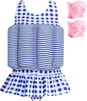 Baby Girls Swimsuit with Floatation Toddler One Piece Swimsuits Kids Swim Vest Swimwear Float Suit