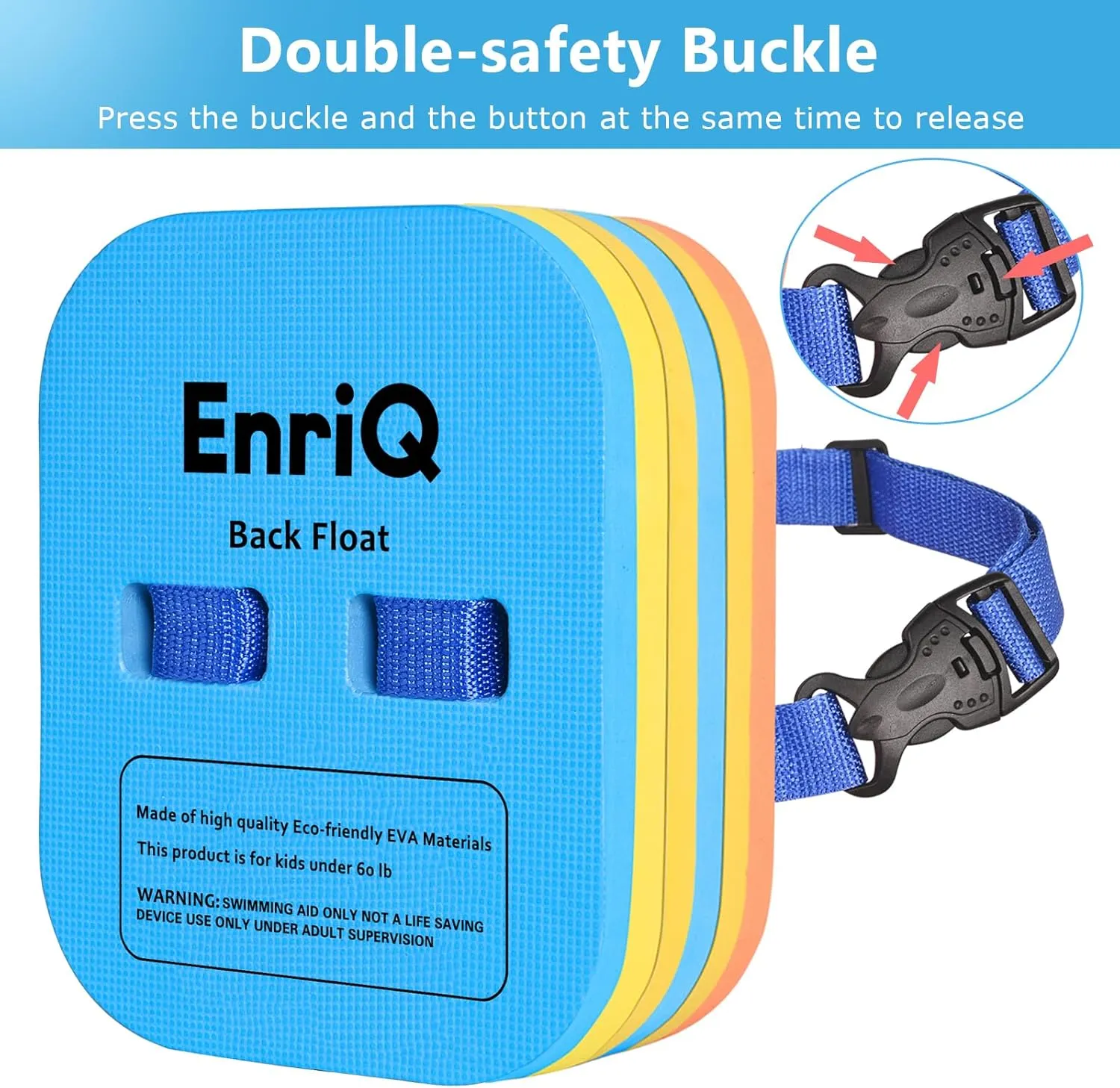 Back Float Safety Swimming Bubble with Adjustable 3 Layers Swim Belts Waterproof Floaties Device for Kids Swimming Floats Secure Clip Buckle Swim Floaties for Swimming Beginners Sport Pool Lesson
