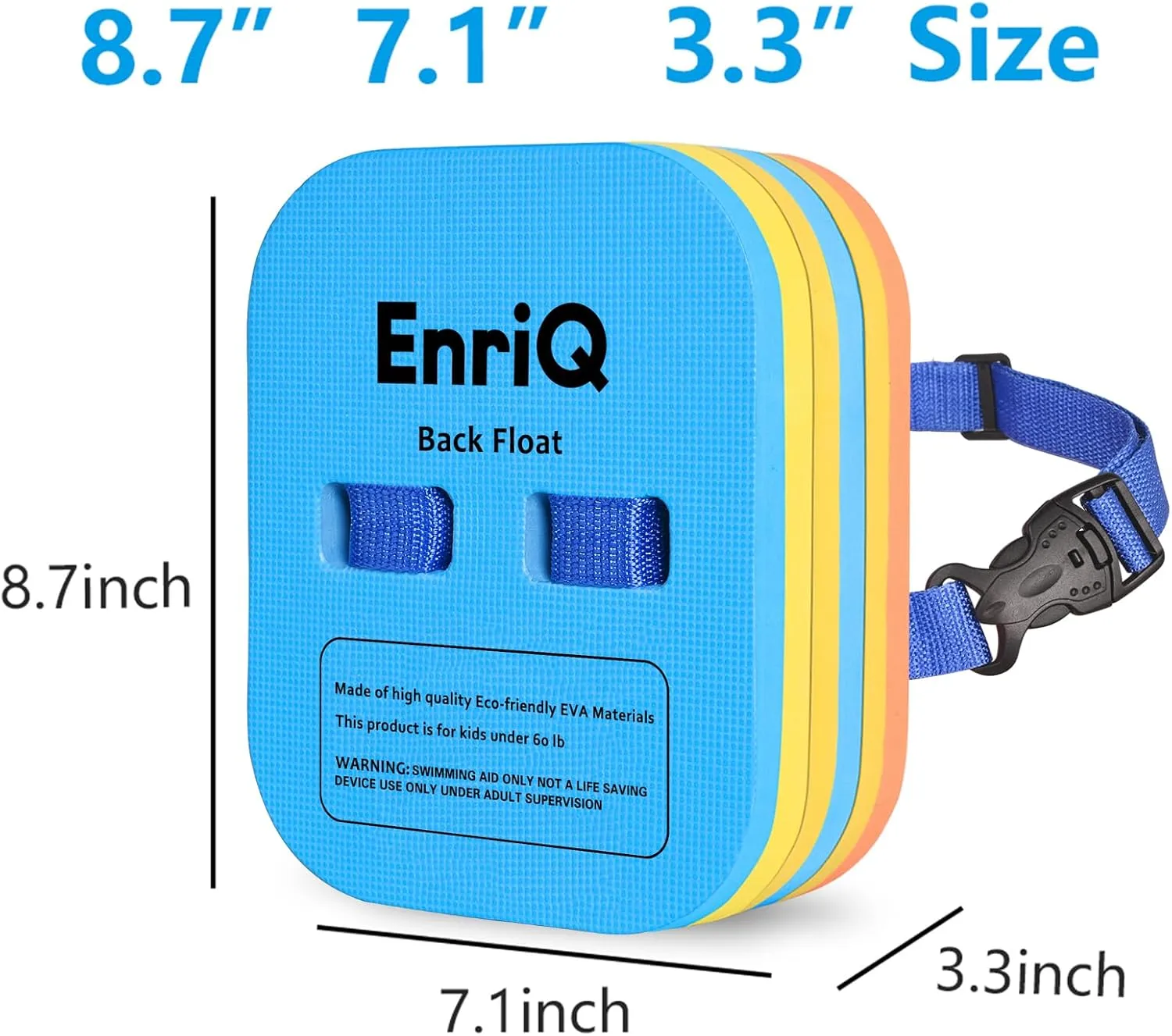 Back Float Safety Swimming Bubble with Adjustable 3 Layers Swim Belts Waterproof Floaties Device for Kids Swimming Floats Secure Clip Buckle Swim Floaties for Swimming Beginners Sport Pool Lesson