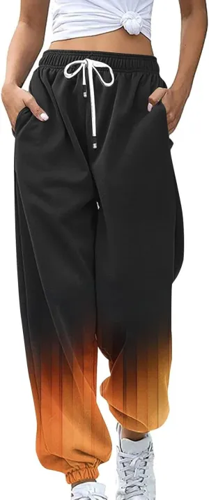 Baggy Velour Sweatpants for Women Pants Workout High Waisted Yoga Pants with Pockets Joggers Pants Baggy Y2k Trendy