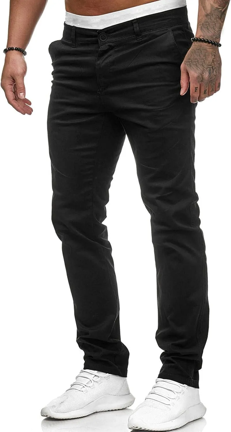 BIFUTON Mens Casual Pants Lightweight Joggers Elastic Waist Button Pants Solid Tapered for Men Fashion Trousers with Pockets