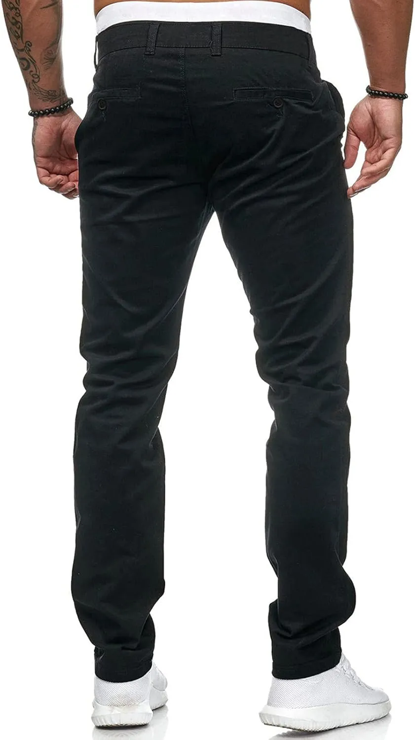 BIFUTON Mens Casual Pants Lightweight Joggers Elastic Waist Button Pants Solid Tapered for Men Fashion Trousers with Pockets