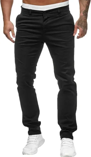 BIFUTON Mens Casual Pants Lightweight Joggers Elastic Waist Button Pants Solid Tapered for Men Fashion Trousers with Pockets