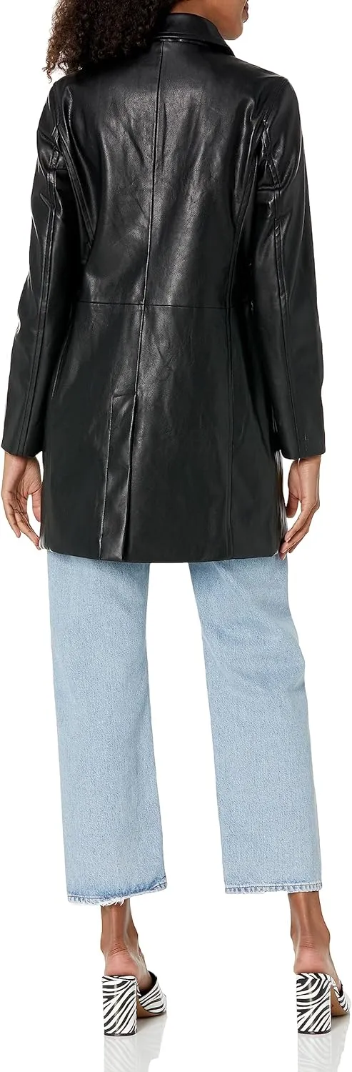 [BLANKNYC] womens Luxury Clothing Vegan Leather Trench Coat, Comfortable & Stylish Jacket