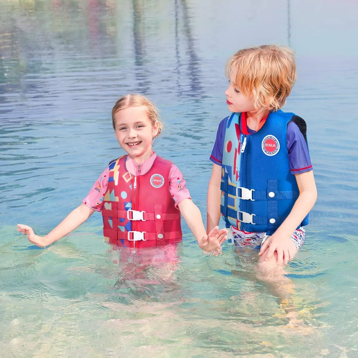 Boglia Kids Swim Vest Toddler Float Jacket Swimming Aid for Boys and Girls,Children Float Swimsuit with Adjustable Safety Strap for Age 2-9 Years/22-50Lbs