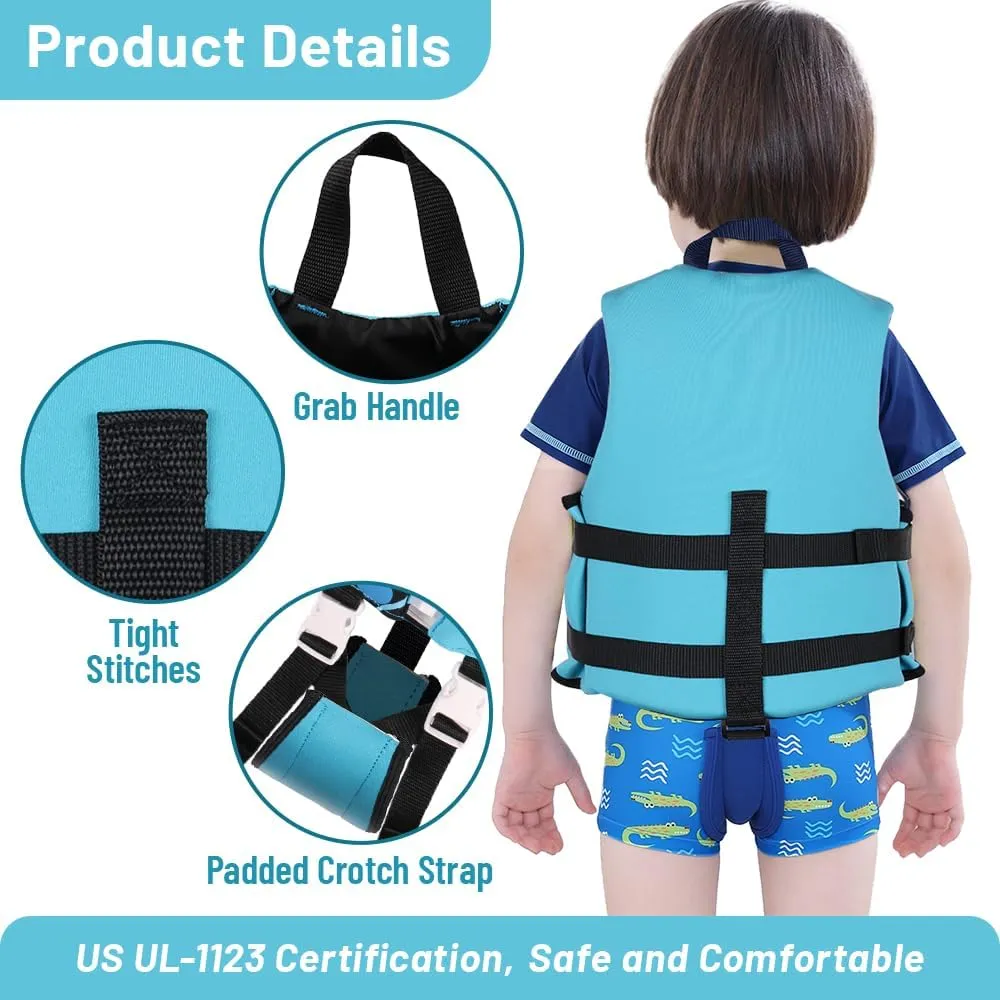 Boglia Toddler Swim Vests Jackets for Kids 20-30/30-50/50-90 Lbs 2 3 4 5 6 7 8 9yrs Infant Flaotie Boys Girls Pool Vest Neoprene Swimming Body Glove Float Vest PFD Learn to Swim
