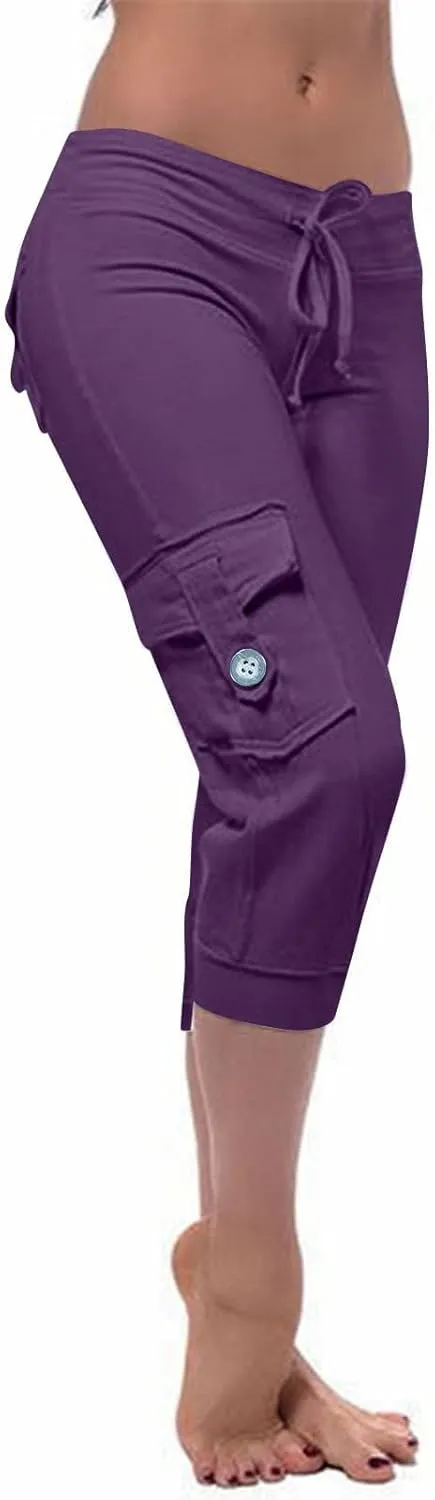 Capri Pants for Women Trendy High Waisted Knee Length Bermuda Shorts Lightweight Quick Dry Summer Cropped Ankle Pant