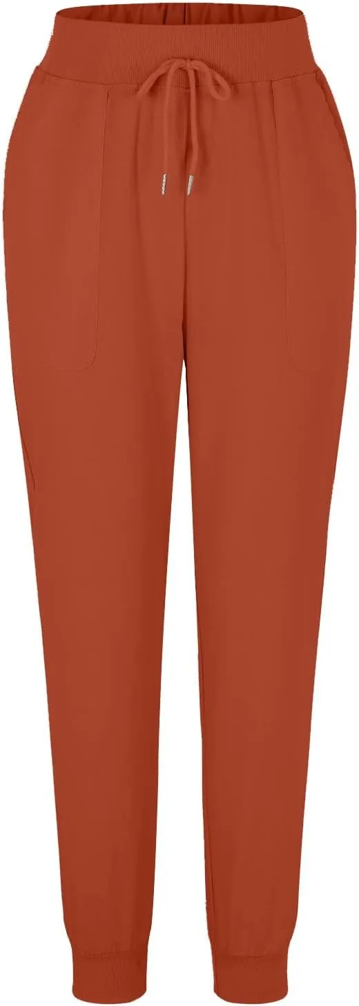 Casual Pants For Women Linen Elastic Waist Trousers Summer Baggy Straight Leg Comfort Tapered Pants with Pockets