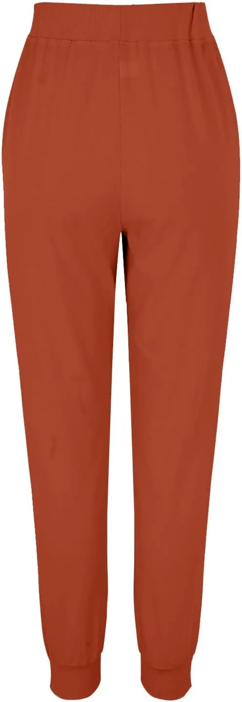 Casual Pants For Women Linen Elastic Waist Trousers Summer Baggy Straight Leg Comfort Tapered Pants with Pockets
