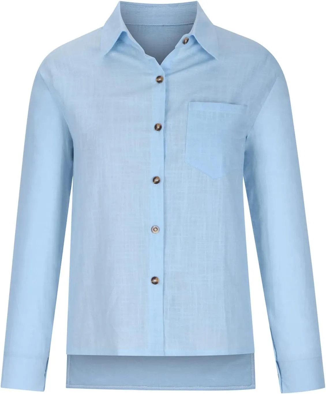 Ceboyel Women Linen Button Down Blouses Roll Up Sleeve Collared Shirts Summer Cotton Gauze Tops Casual Ladies Outfits 2023