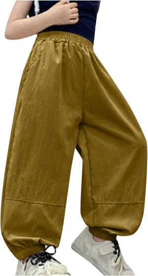Children Boy Girl Work Cargo Trousers Pants for Kid Loose Fit Straight Leg Long Cuff Leg Summer Fall 2025 Y2K