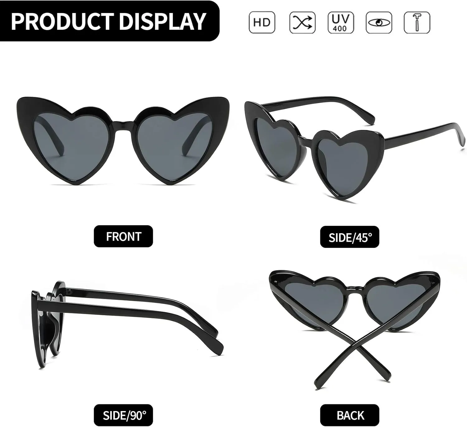 Clout Goggle Heart Sunglasses Vintage Cat Eye Mod Style Retro Kurt Cobain Glasses