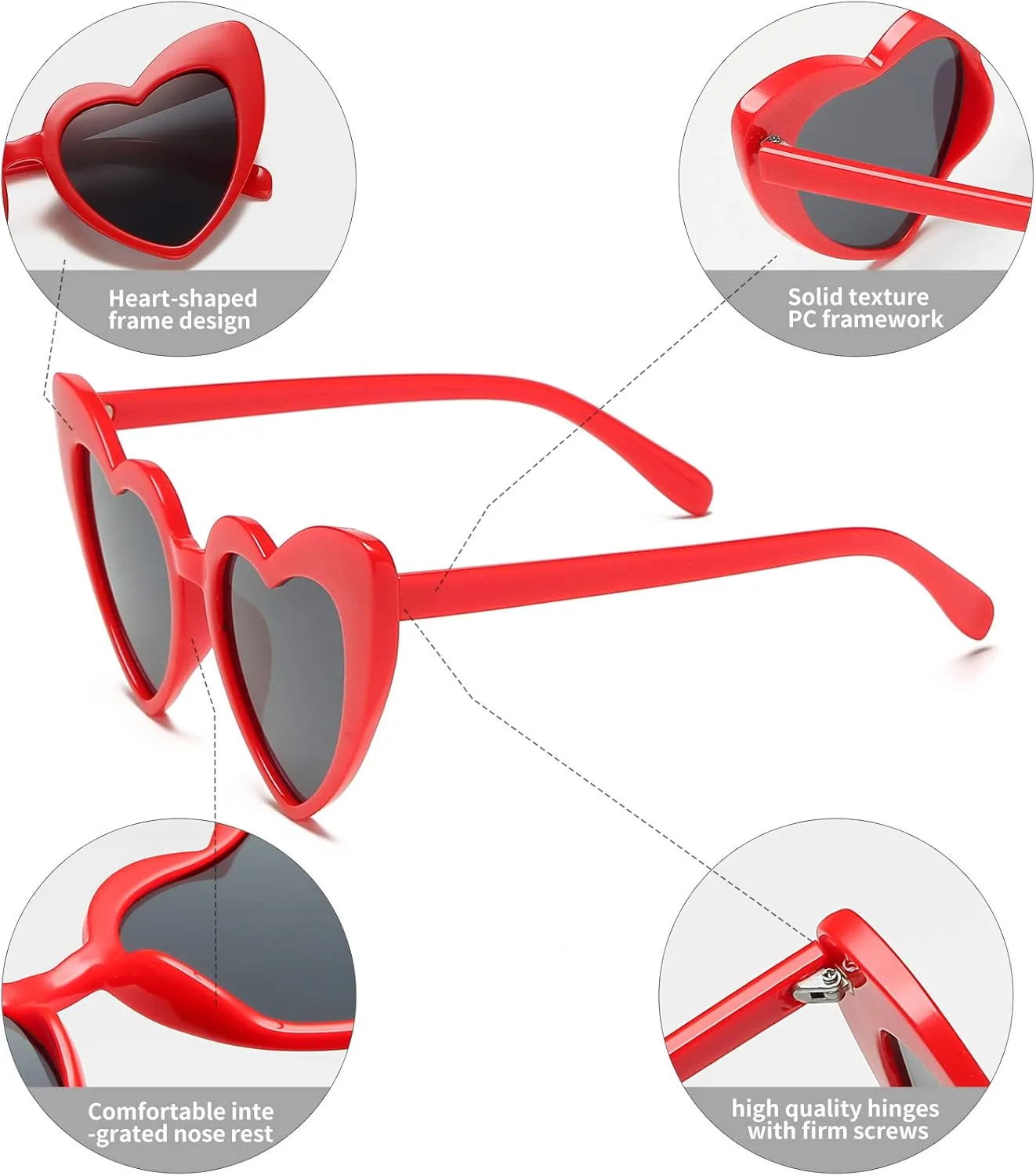 Clout Goggle Heart Sunglasses Vintage Cat Eye Mod Style Retro Kurt Cobain Glasses