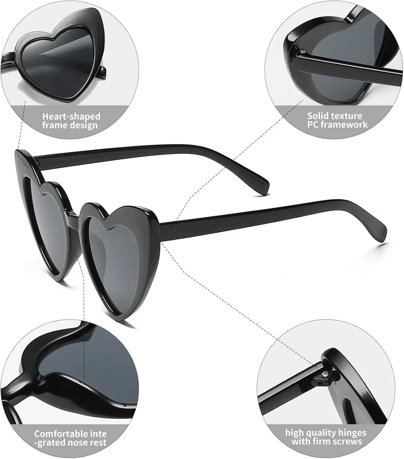 Clout Goggle Heart Sunglasses Vintage Cat Eye Mod Style Retro Kurt Cobain Glasses