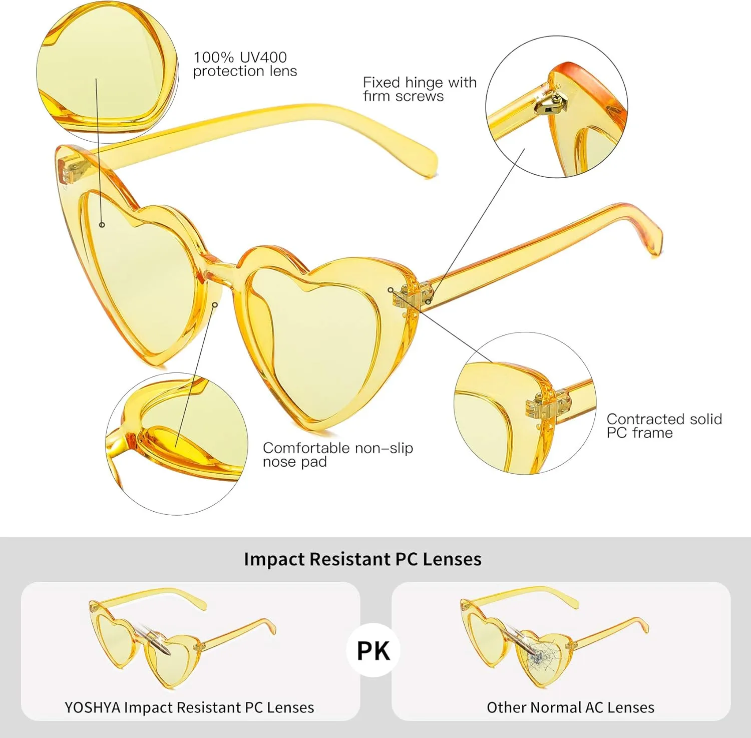Clout Goggle Heart Sunglasses Vintage Cat Eye Mod Style Retro Kurt Cobain Glasses