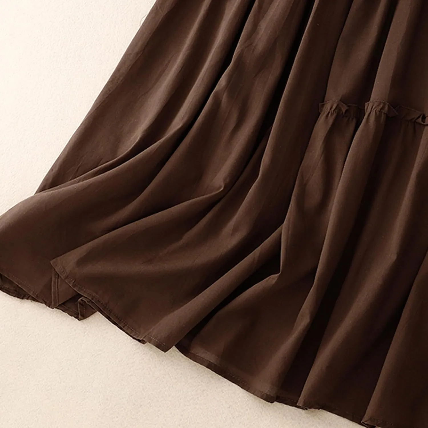 Cotton Linen Skirts for Women Summer Elastic Waisted Swing Tiered Double Layerd Maxi Skirts Irregular Ruffle Lightweight