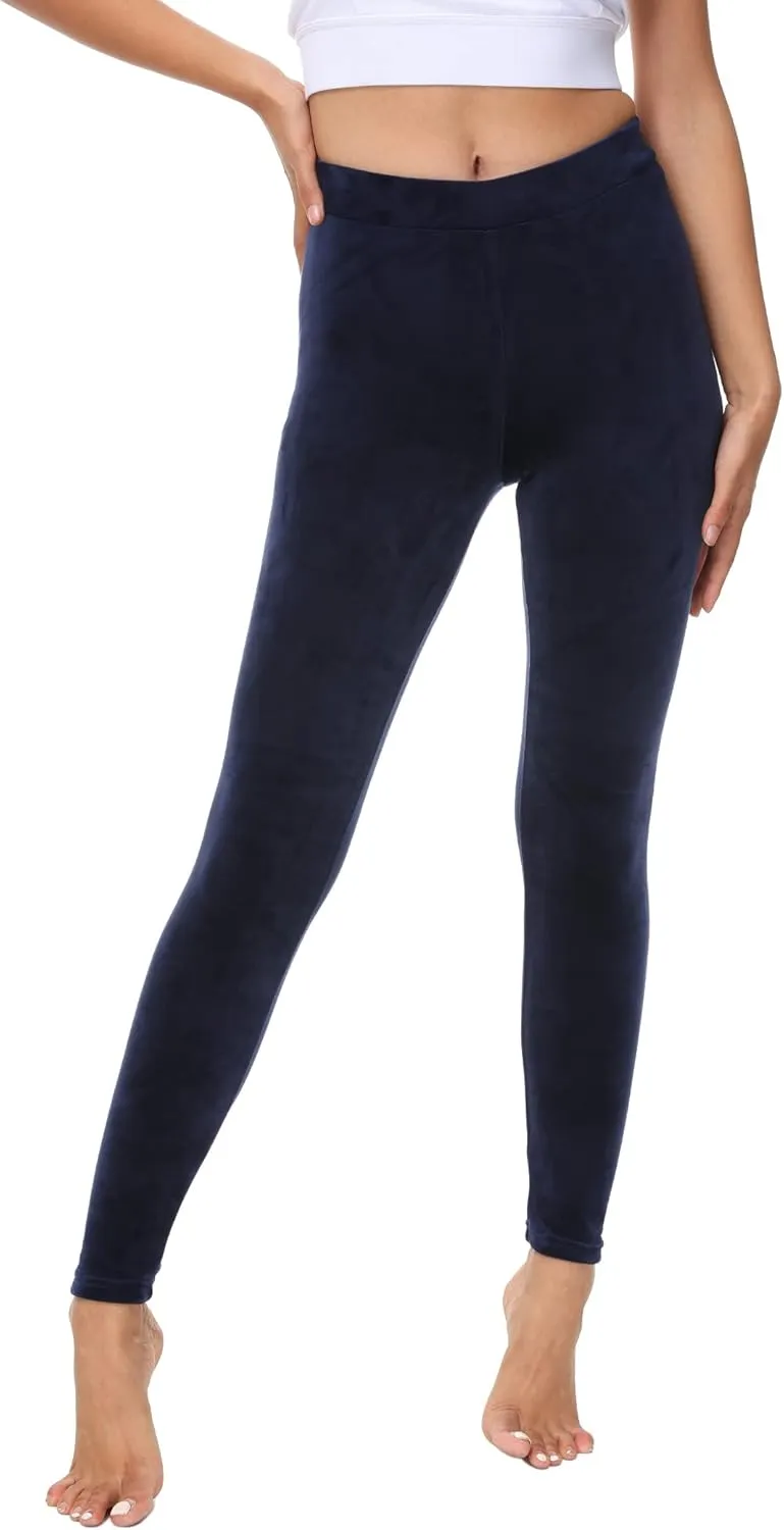 COZZYON Women Velour Leggings, High Waist Soft Leggings Warm Winter Velour Yoga Pants