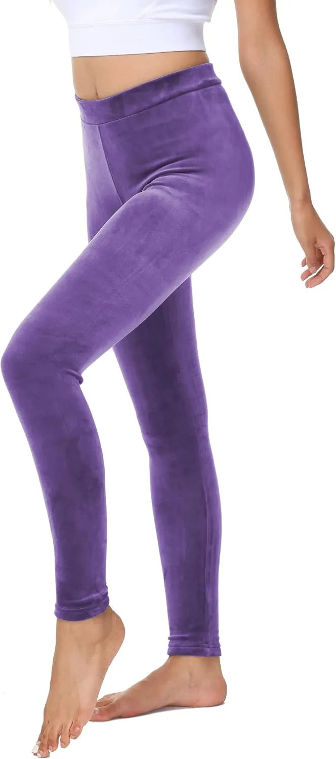 COZZYON Women Velour Leggings, High Waist Soft Leggings Warm Winter Velour Yoga Pants