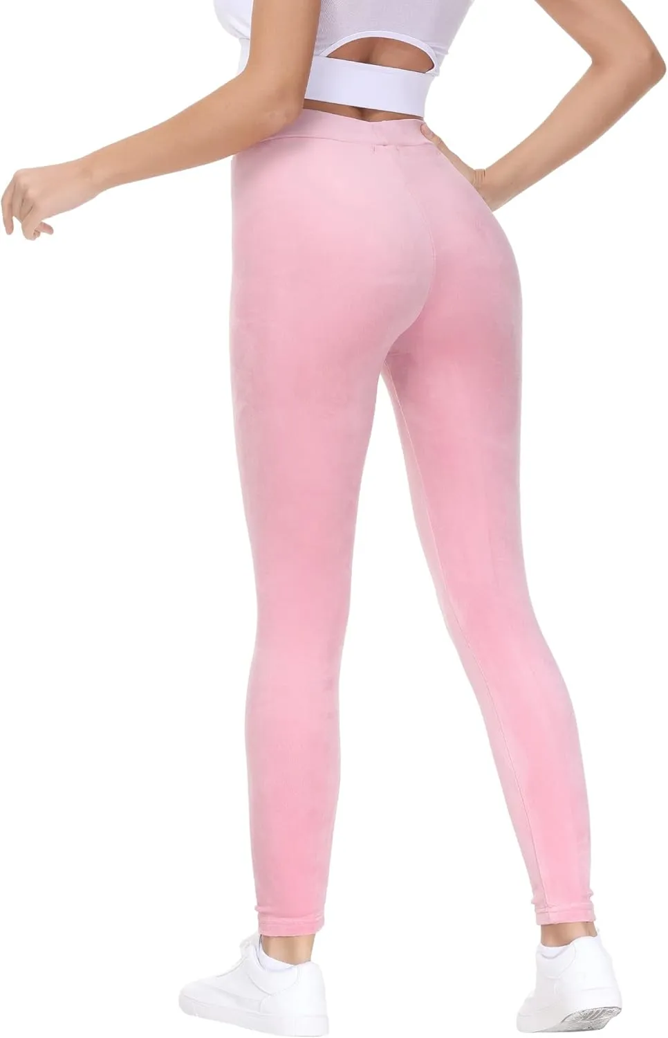 COZZYON Women Velour Leggings, High Waist Soft Leggings Warm Winter Velour Yoga Pants