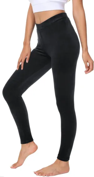 COZZYON Women Velour Leggings, High Waist Soft Leggings Warm Winter Velour Yoga Pants