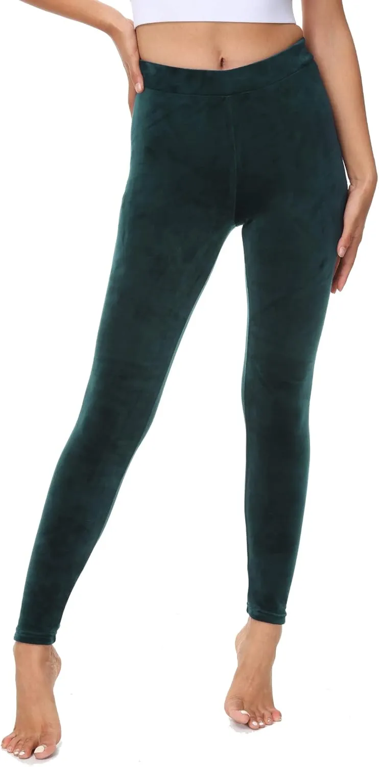 COZZYON Women Velour Leggings, High Waist Soft Leggings Warm Winter Velour Yoga Pants