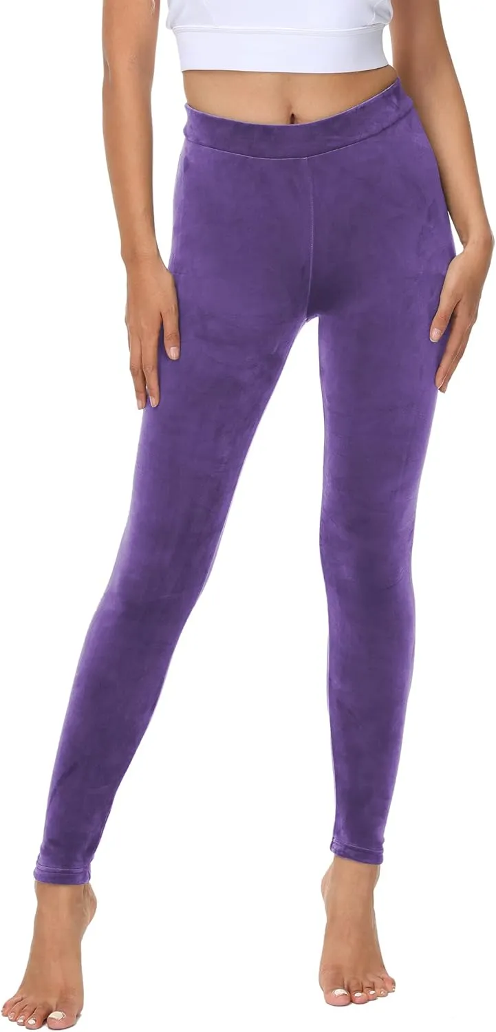 COZZYON Women Velour Leggings, High Waist Soft Leggings Warm Winter Velour Yoga Pants