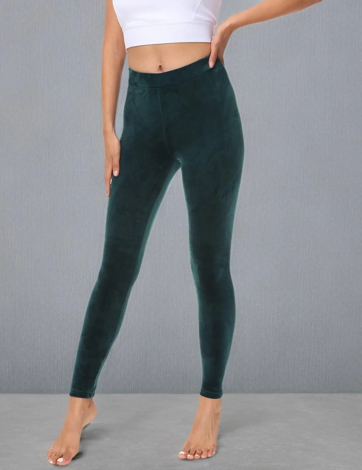COZZYON Women Velour Leggings, High Waist Soft Leggings Warm Winter Velour Yoga Pants
